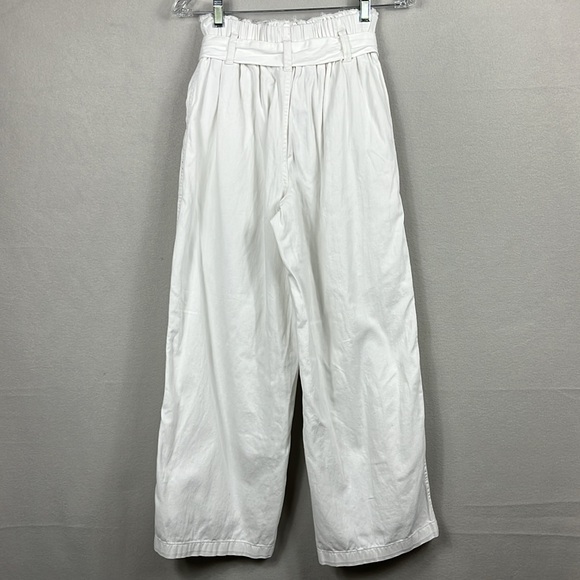 American Eagle Womens Cotton Pants White Size XSmall Elastic Waist Wide Leg - Picture 2 of 10